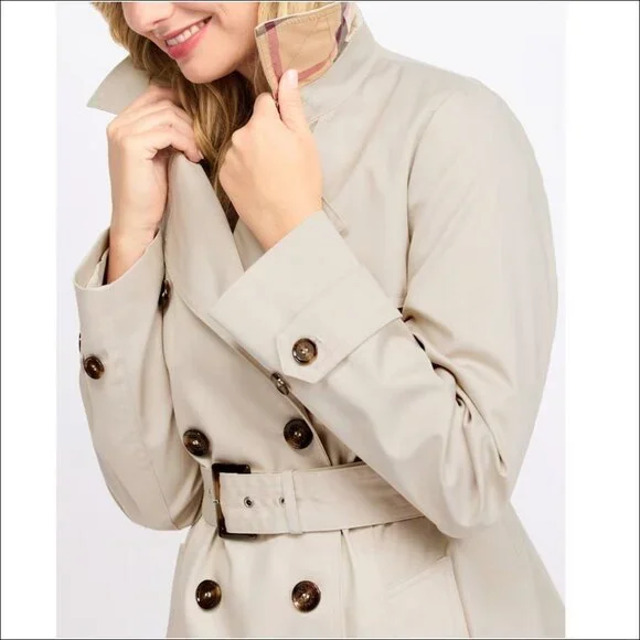 Women's Barbour Short Greta Showerproof Trench Coat Jacket-Size 14 - Picture 3 of 16